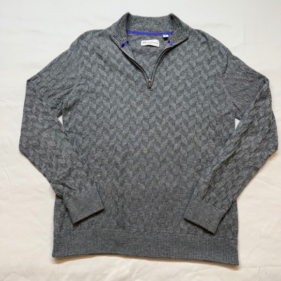 Robert Graham Other - Robert Graham Wool Blend Grey Cable Knit Quarter Zip Sweater Medium Luxe